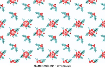 Elegant and seamless of Christmas flower pattern background, with red flower unique design.