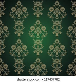 elegant seamless damask pattern  green and yellow