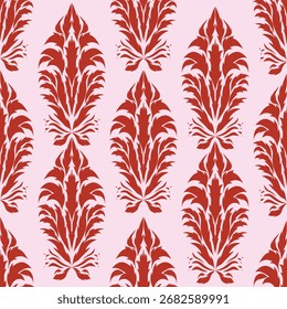 Elegante patrón de damasco sin costuras con motivos florales ornamentales, perfecto para textiles de lujo, Fondos de pantalla y fondos vintage.
