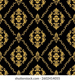 Elegant Seamless Damask Pattern – Vintage Ornamental Floral Background for Luxury Design and Home Decor