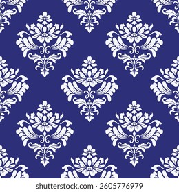 Elegant Seamless Damask Pattern – Vintage Ornamental Floral Background for Luxury Design and Home Decor