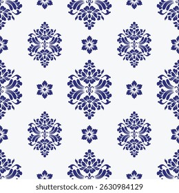 Elegantes, nahtloses Damast-Muster - Vintage-Zierhintergrund mit floralem Hintergrund für Luxus-Design und Heimdekoration
