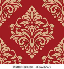 Elegantes, nahtloses Damast-Muster - Vintage-Zierhintergrund mit floralem Hintergrund für Luxus-Design und Heimdekoration