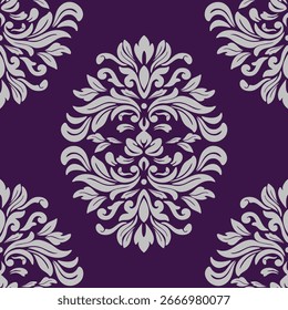 Elegant Seamless Damask Pattern – Vintage Ornamental Floral Background for Luxury Design and Home Decor