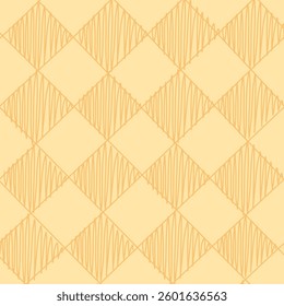 Elegant seamless diamond pattern with a hand-drawn textured effect in warm yellow-orange hues. Perfect for wallpapers, textiles, packaging, backgrounds, and stylish graphic design projects