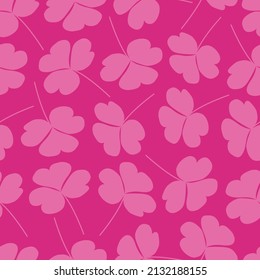 Elegant seamless floral ditsy pattern design of three leaf clover leaves. Trendy foliage illustration of shamrock leaf for St. Patrick’s Day. Repeat texture background for surface printing and textile