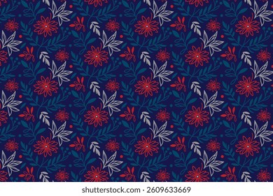 elegant seamless floral outline pattern with modern line sketch for textile print wallpaper and wrapping paper use


