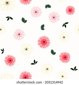 Elegant Seamless floral pattern of blooming greenery leaves for print on new textile, fabric, Wedding, birthday, Greeting card, web background .Beautiful and trendy illustration for design and decor