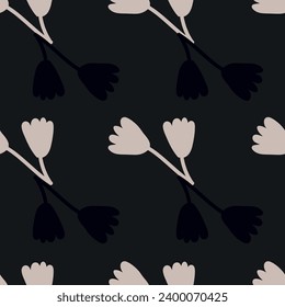 Elegant seamless floral pattern with blooming tulips, perfect for spring and summer textiles and wallpapers.