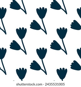 Elegant seamless floral pattern with blooming tulips, perfect for spring and summer textiles and wallpapers.