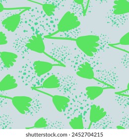 Elegant seamless floral pattern with blooming tulips, perfect for spring and summer textiles and wallpapers.