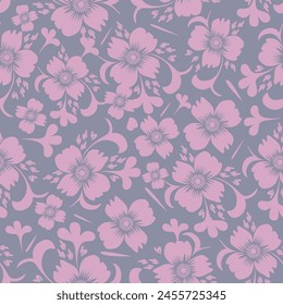 Elegant seamless floral pattern with fall flowers. Repeatable botanical background. Flat vector illustration.