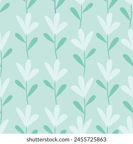 Elegant seamless floral pattern with fall flowers. Repeatable botanical background. Flat vector illustration.