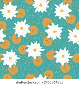 Elegant seamless floral pattern with fall flowers. Repeatable botanical background. Flat vector illustration.