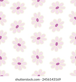 Elegant seamless floral pattern with fall flowers. Repeatable botanical background. Flat vector illustration.