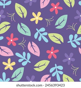 Elegante patrón floral sin costuras con flores de otoño. Fondo botánico repetible. Ilustración vectorial plana.