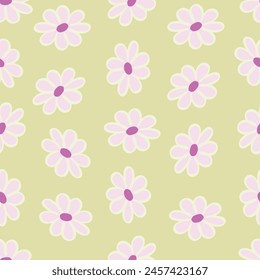 Elegant seamless floral pattern with fall flowers. Repeatable botanical background. Flat vector illustration.