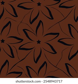 Elegant seamless floral pattern with fall flowers. Repeatable botanical background. Flat vector illustration.