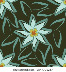 Elegante padrão floral sem emenda com flores de queda. Fundo botânico reproduzível. Ilustração de vetor plano.