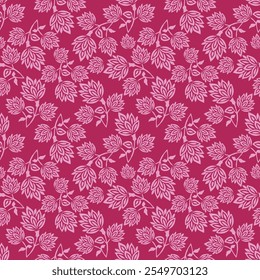 Elegante padrão floral sem emenda com flores de queda. Fundo botânico reproduzível. Ilustração de vetor plano.