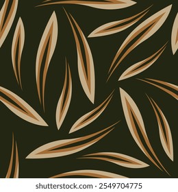 Elegant seamless floral pattern with fall flowers. Repeatable botanical background. Flat vector illustration.