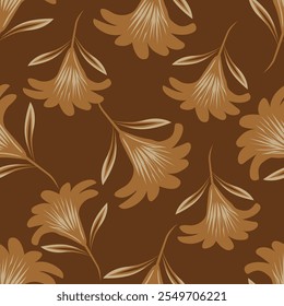 Elegant seamless floral pattern with fall flowers. Repeatable botanical background. Flat vector illustration.