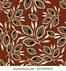 Elegante patrón floral sin fisuras con flores de otoño. Fondo botánico repetible. Ilustración vectorial plana.