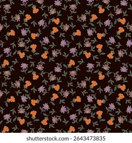 Elegante patrón floral sin fisuras con flores de otoño. Fondo botánico repetible. Ilustración vectorial plana