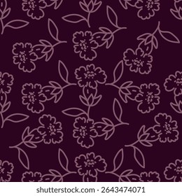 Elegante patrón floral sin fisuras con flores de otoño. Fondo botánico repetible. Ilustración vectorial plana