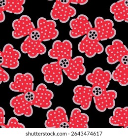 Elegant seamless floral pattern with fall flowers. Repeatable botanical background. Flat vector illustration
