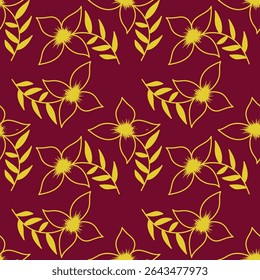 Elegant seamless floral pattern with fall flowers. Repeatable botanical background. Flat vector illustration