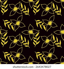 Elegante patrón floral sin fisuras con flores de otoño. Fondo botánico repetible. Ilustración vectorial plana