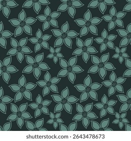 Elegant seamless floral pattern with fall flowers. Repeatable botanical background. Flat vector illustration