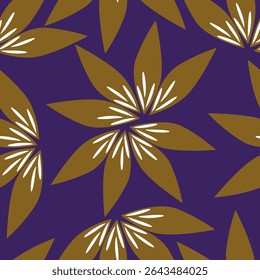 Elegant seamless floral pattern with fall flowers. Repeatable botanical background. Flat vector illustration