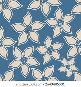 Elegante padrão floral sem emenda com flores de queda. Fundo botânico reproduzível. Ilustração de vetor plano