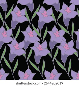 Elegant seamless floral pattern with fall flowers. Repeatable botanical background. Flat vector illustration