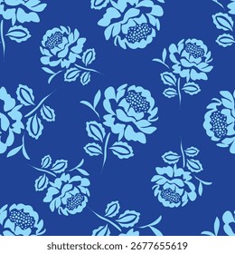 Elegante patrón floral sin fisuras con flores de otoño. Fondo botánico repetible. Ilustración vectorial plana.