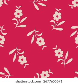 Elegantes, nahtloses Blumenmuster mit Herbstblumen. Wiederholbarer botanischer Hintergrund. Flache Vektorgrafik.