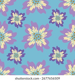 Elegantes, nahtloses Blumenmuster mit Herbstblumen. Wiederholbarer botanischer Hintergrund. Flache Vektorgrafik.