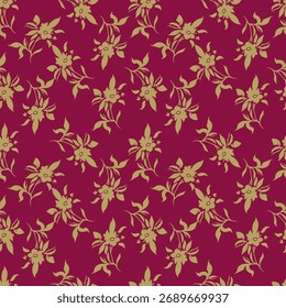 Elegant seamless floral pattern with fall flowers. Repeatable botanical background. Flat vector illustration