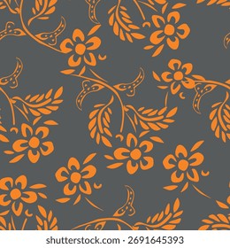 Elegante patrón floral sin fisuras con flores de otoño. Fondo botánico repetible. Ilustración vectorial plana