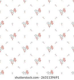 Elegant seamless floral pattern featuring stylized flowers in soft orange and gray, arranged in harmony against a white background. Perfect for textile designs, wallpaper, and creative projects 