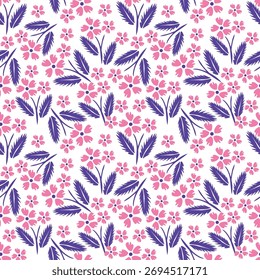 Elegant seamless floral pattern featuring vibrant pink, yellow, and purple blooms – perfect for fabric prints, wallpapers, and digital backgrounds