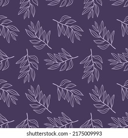 Elegant seamless floral pattern of hand drawn plants on white background. Nature beautiful monochrome pattern for manufacturing, greeting cards, fabric etc. Vector illustration.