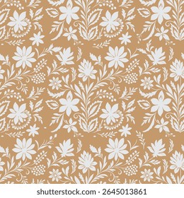 An elegant, seamless floral pattern with intricate botanical motifs in a sophisticated monochrome palette. Ideal for classic textiles, luxurious backgrounds, and refined digital designs