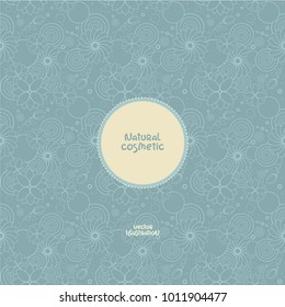 Elegant seamless floral pattern in light color with place for your text. Template for branding natural cosmetic. Beautiful decoration for packaging. Lace background for luxury design.