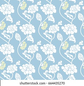 elegant seamless floral pattern on blue background