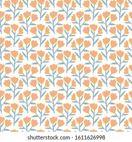 elegant seamless floral pattern with simple doodle hand drawn flowers
