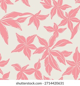 Elegante patrón floral sin fisuras con acentos de pétalo rosa suave