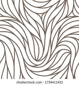 Elegant seamless floral pattern. Wavy vector abstract background. Stylish modern monochrome linear texture.